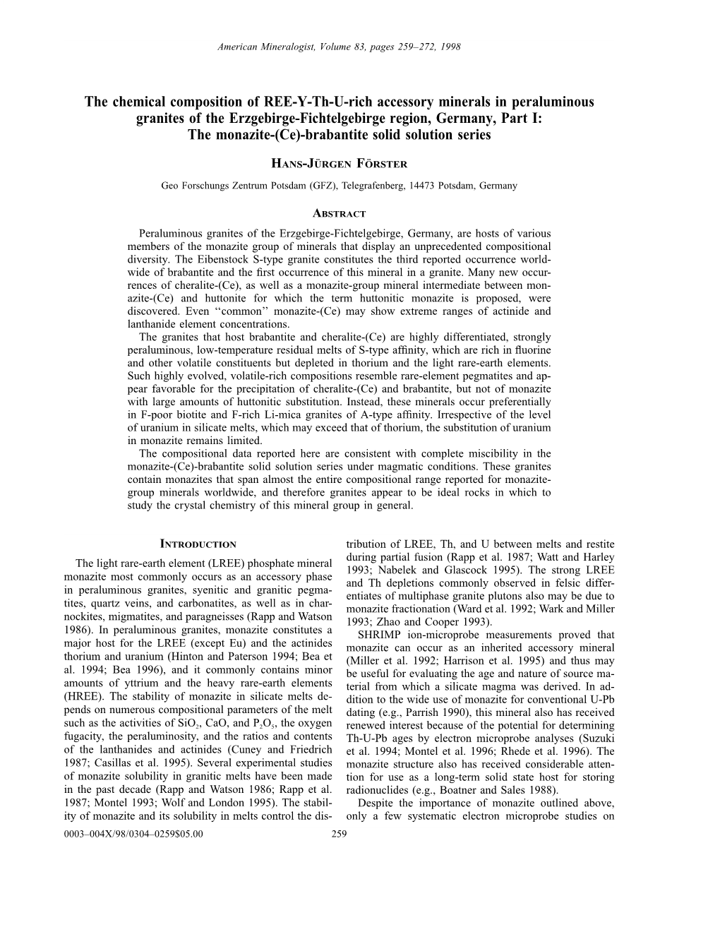 The Chemical Composition of REE-Y