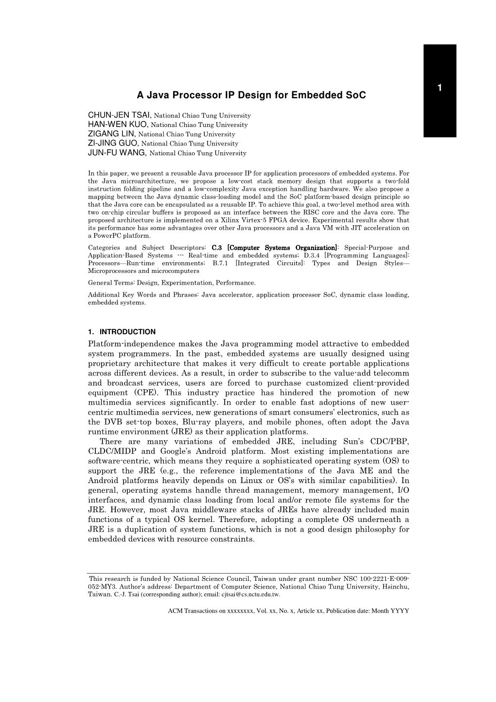 A Java Processor IP Design for Embedded Soc 1