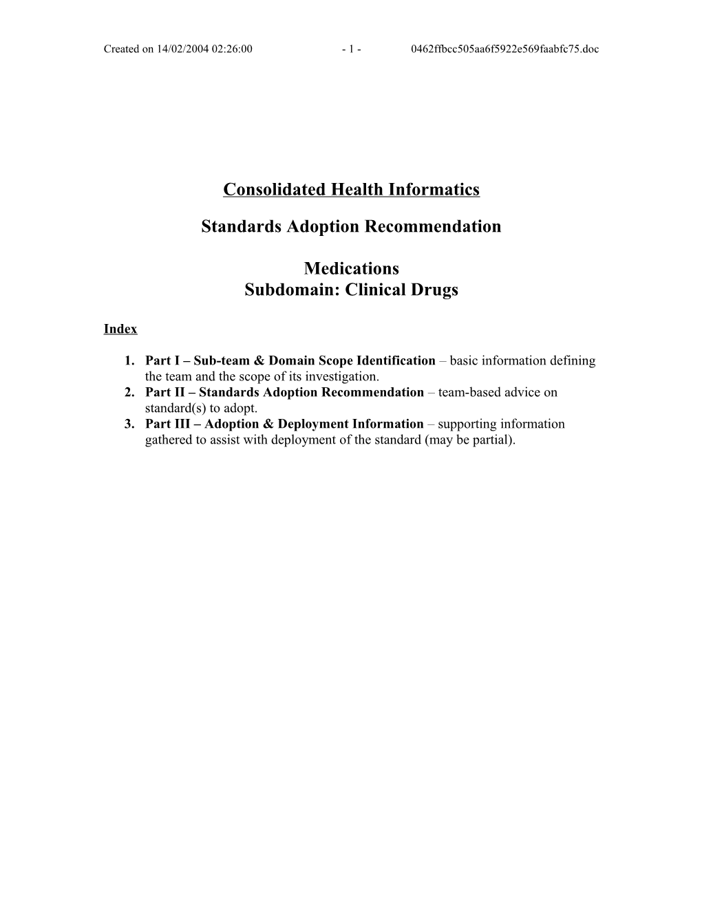 Consolidated Health Informatics