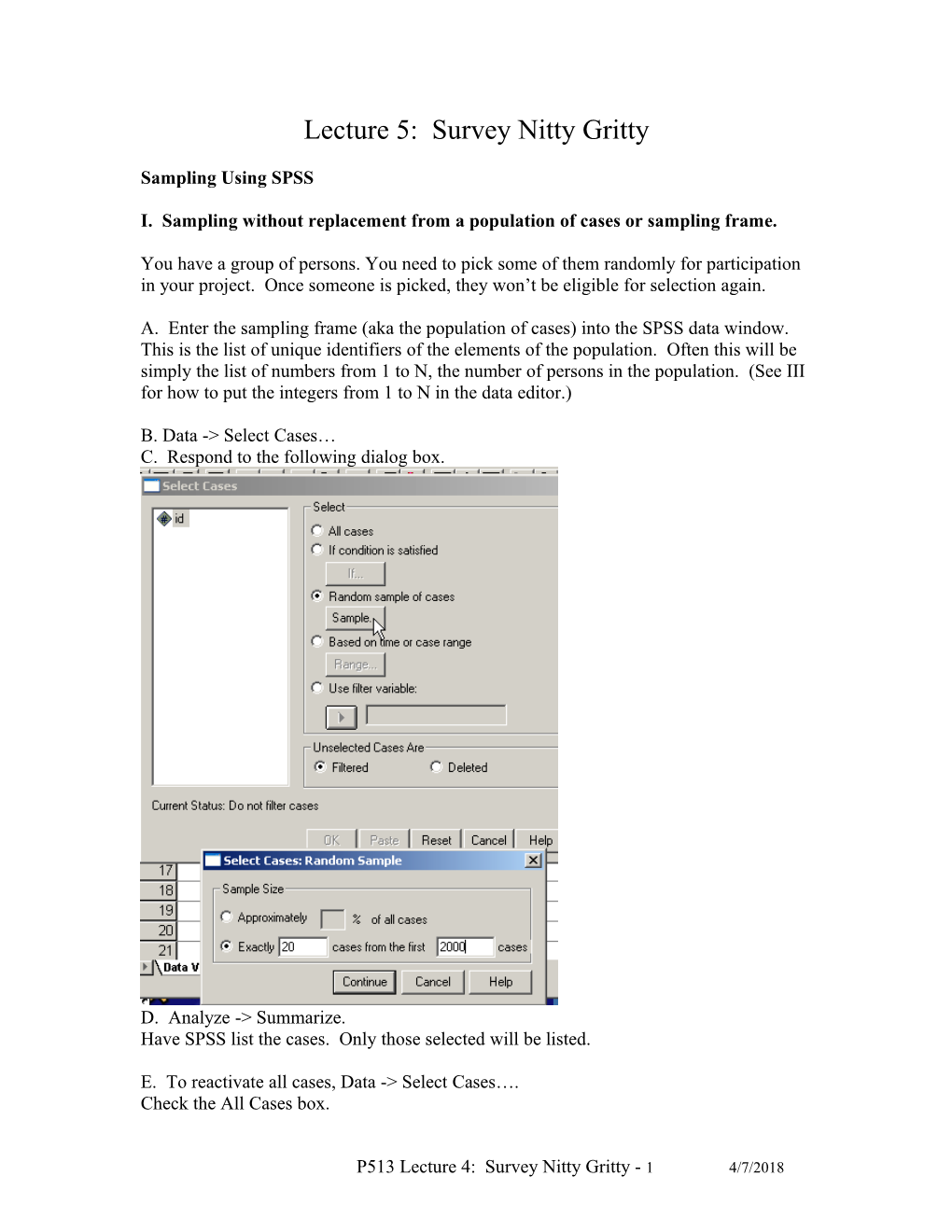 Lecture 5: Survey Nitty Gritty