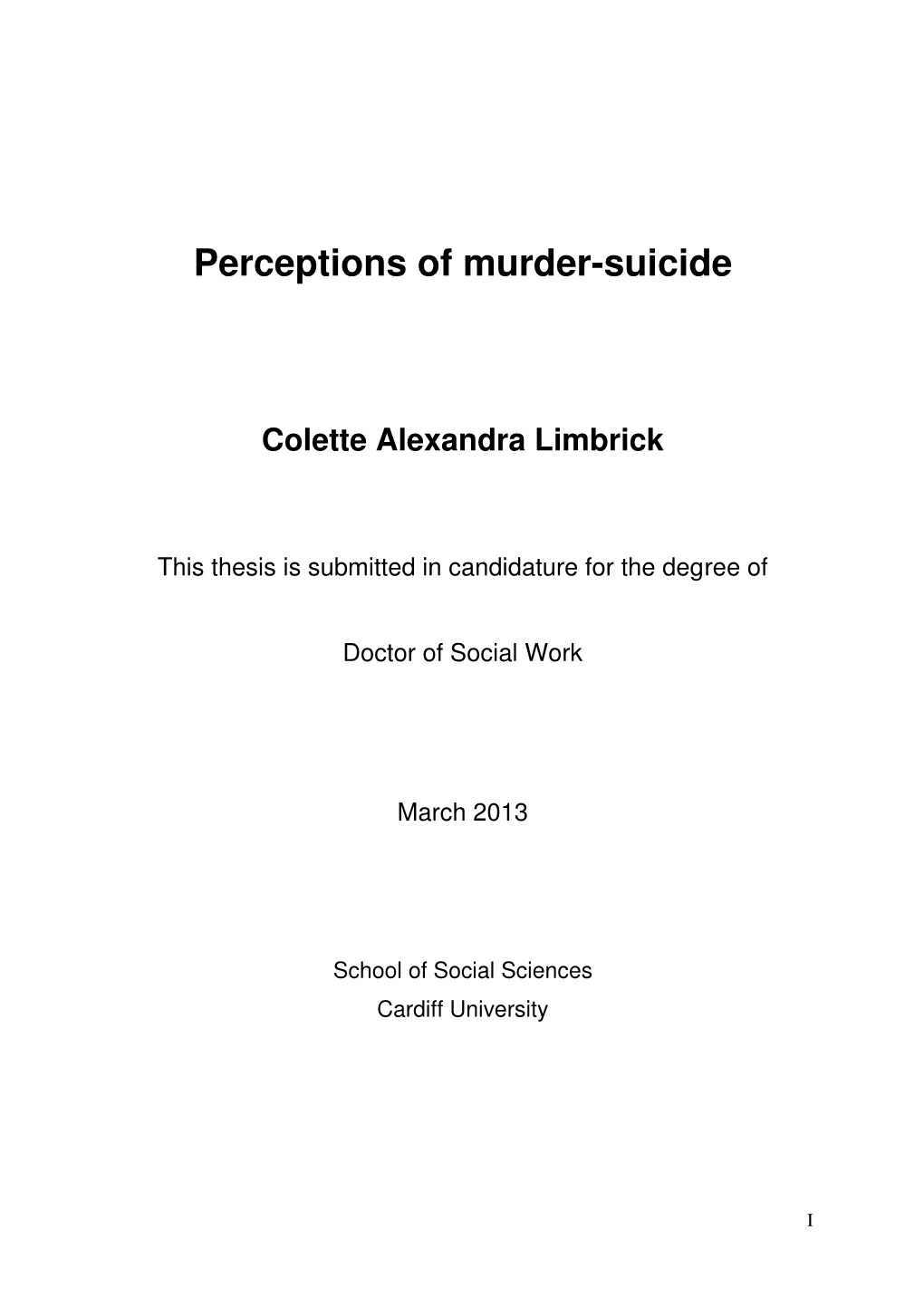 Perceptions of Murder-Suicide