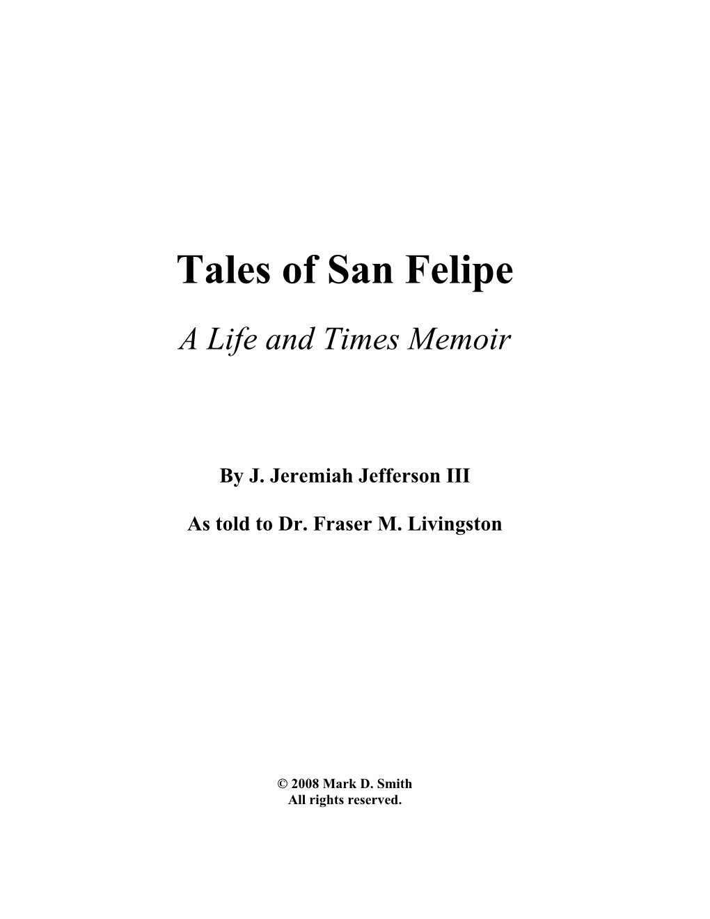 Tales of San Felipe