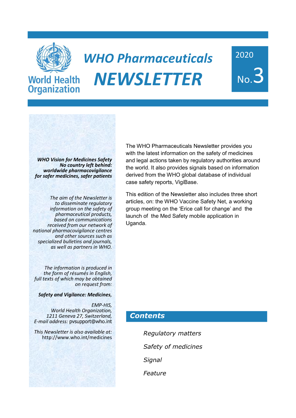 WHO Pharmaceuticals Newsletters