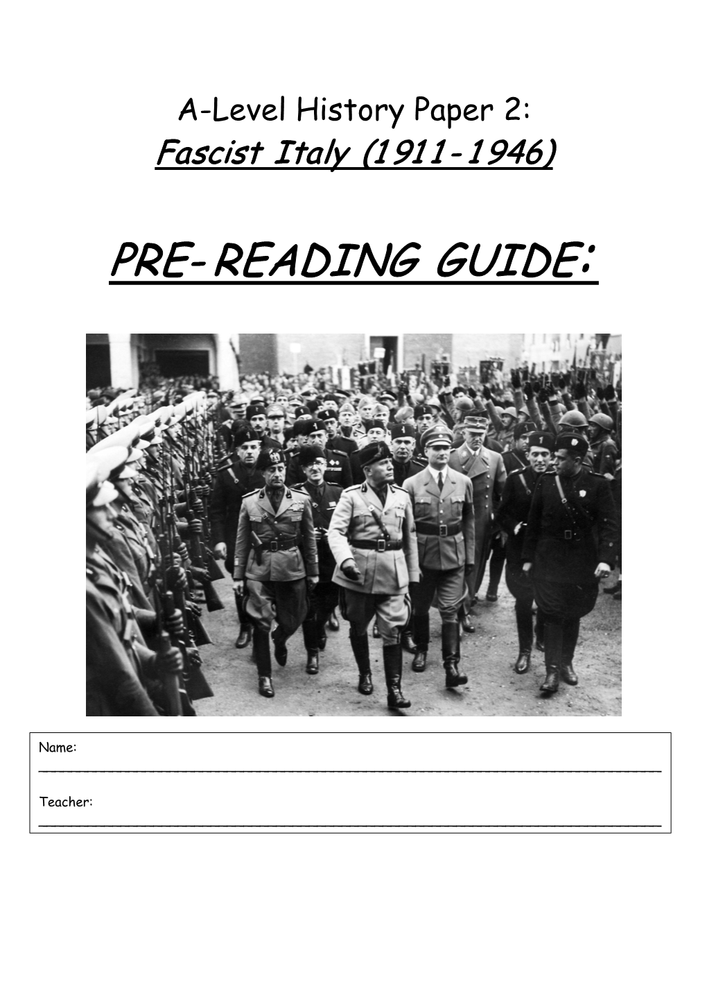Pre- Reading Guide