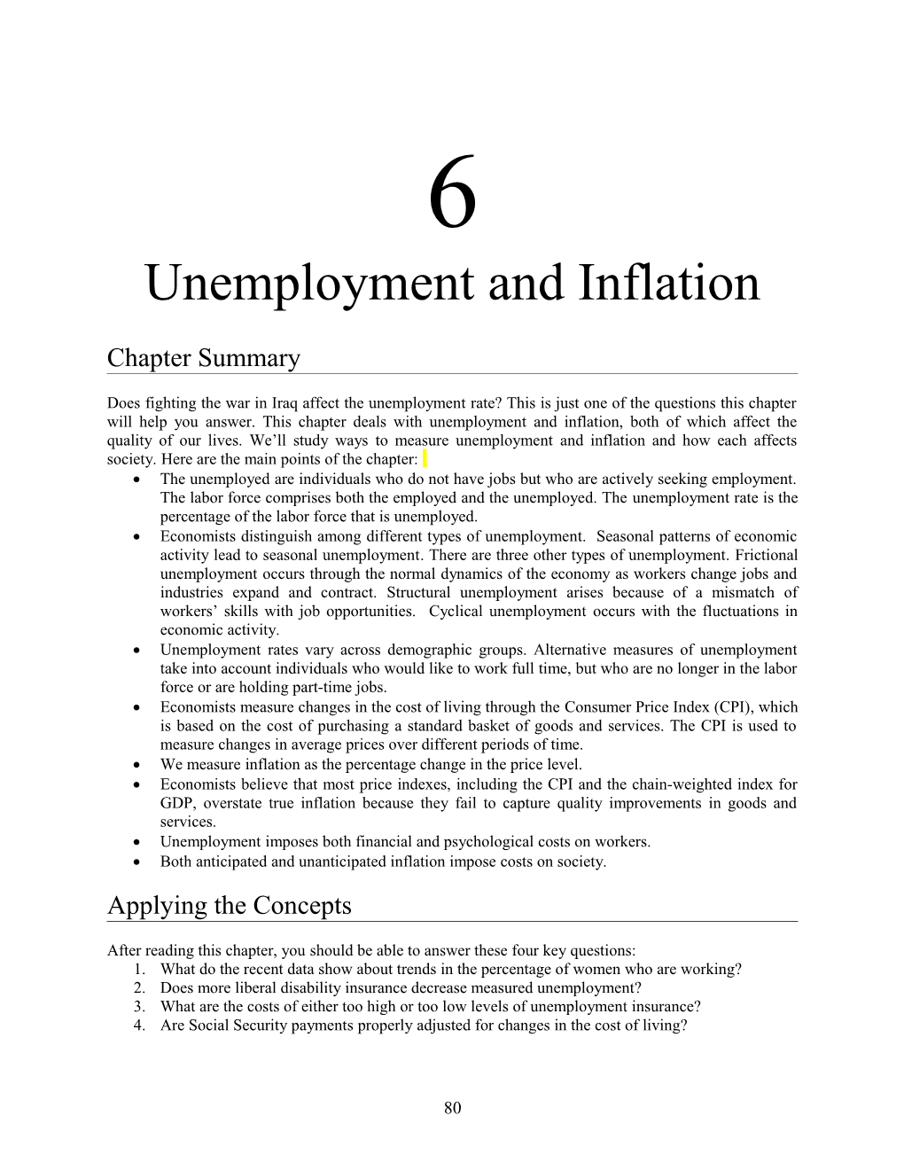 Unemployment and Inflation 87