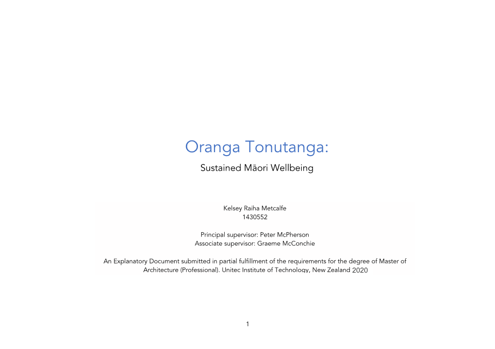 Oranga Tonutanga: Sustained Māori Wellbeing