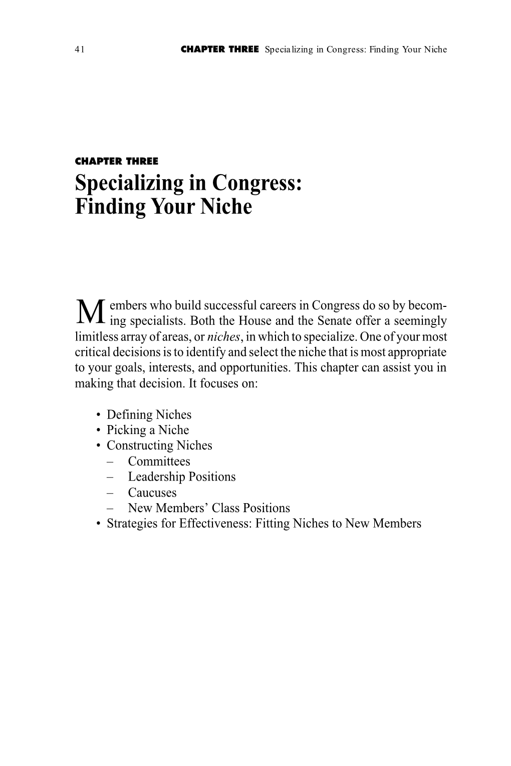 Specializing in Congress: Finding Your Niche