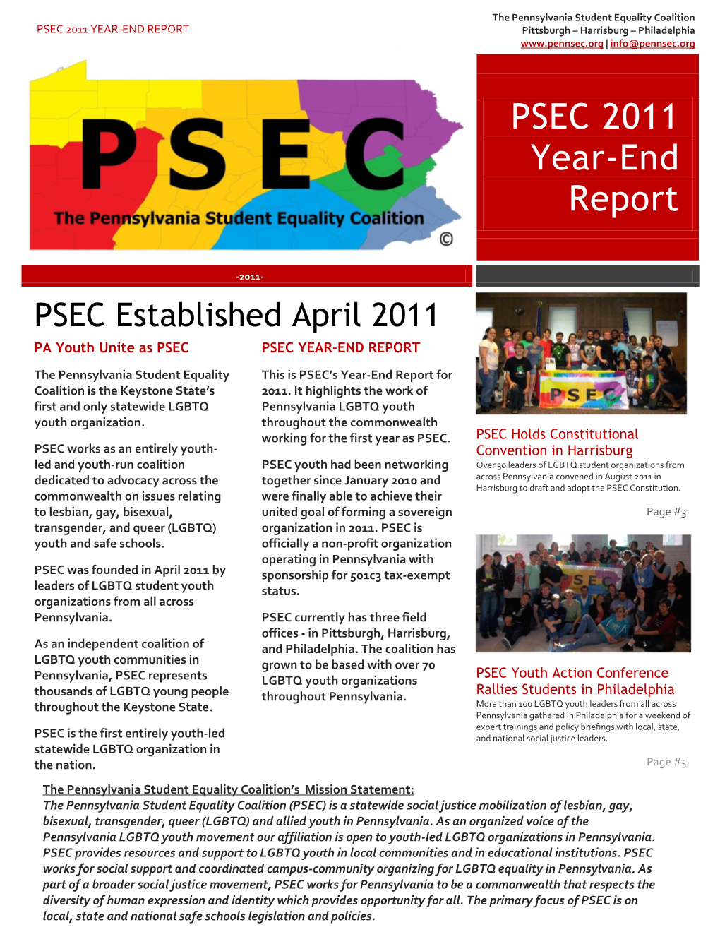 PSEC 2011 YEAR-END REPORT Pittsburgh – Harrisburg – Philadelphia