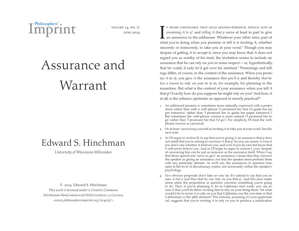 Assurance and Warrant