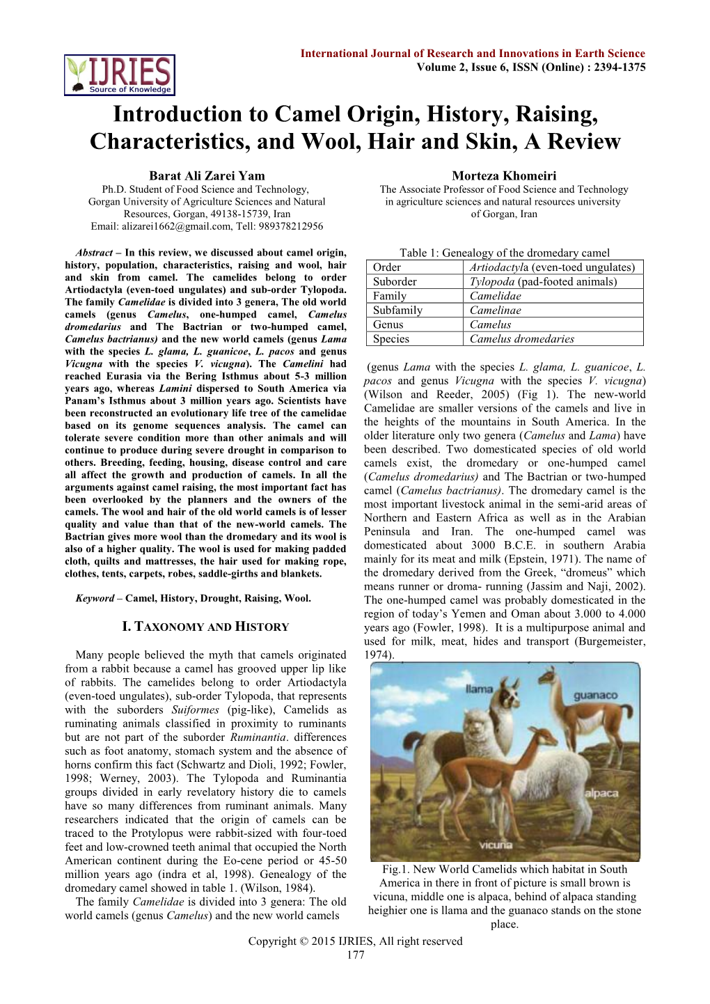 Introduction to Camel Origin, History, Raising, Characteristics, and Wool, Hair and Skin, a Review