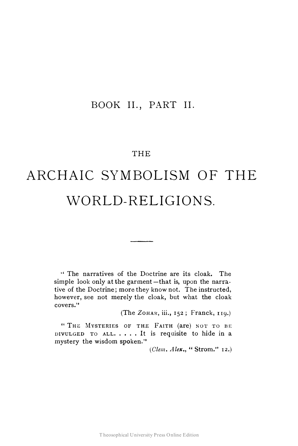 Archaic Symbolism of the World-Religions