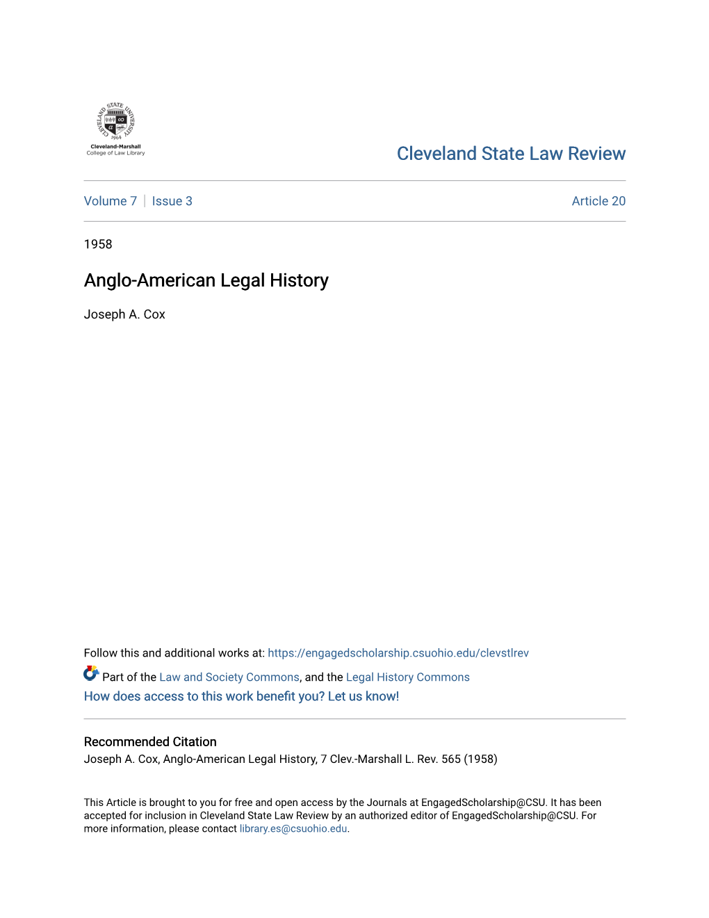 Anglo-American Legal History