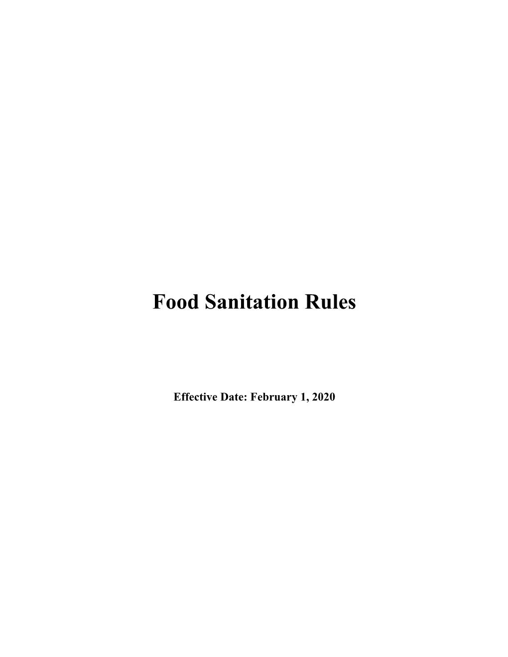 Food Sanitation Rules