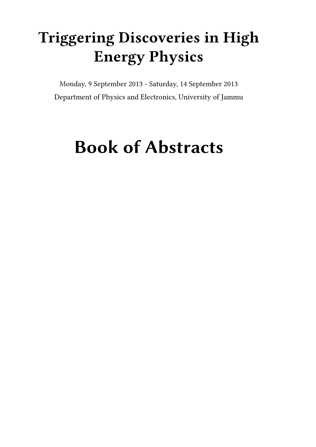 Book of Abstracts Ii Contents