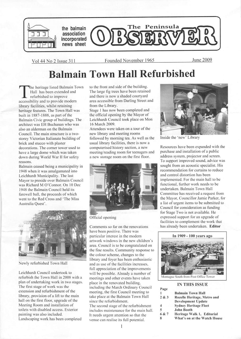 Balmain Town Hall Refurbished