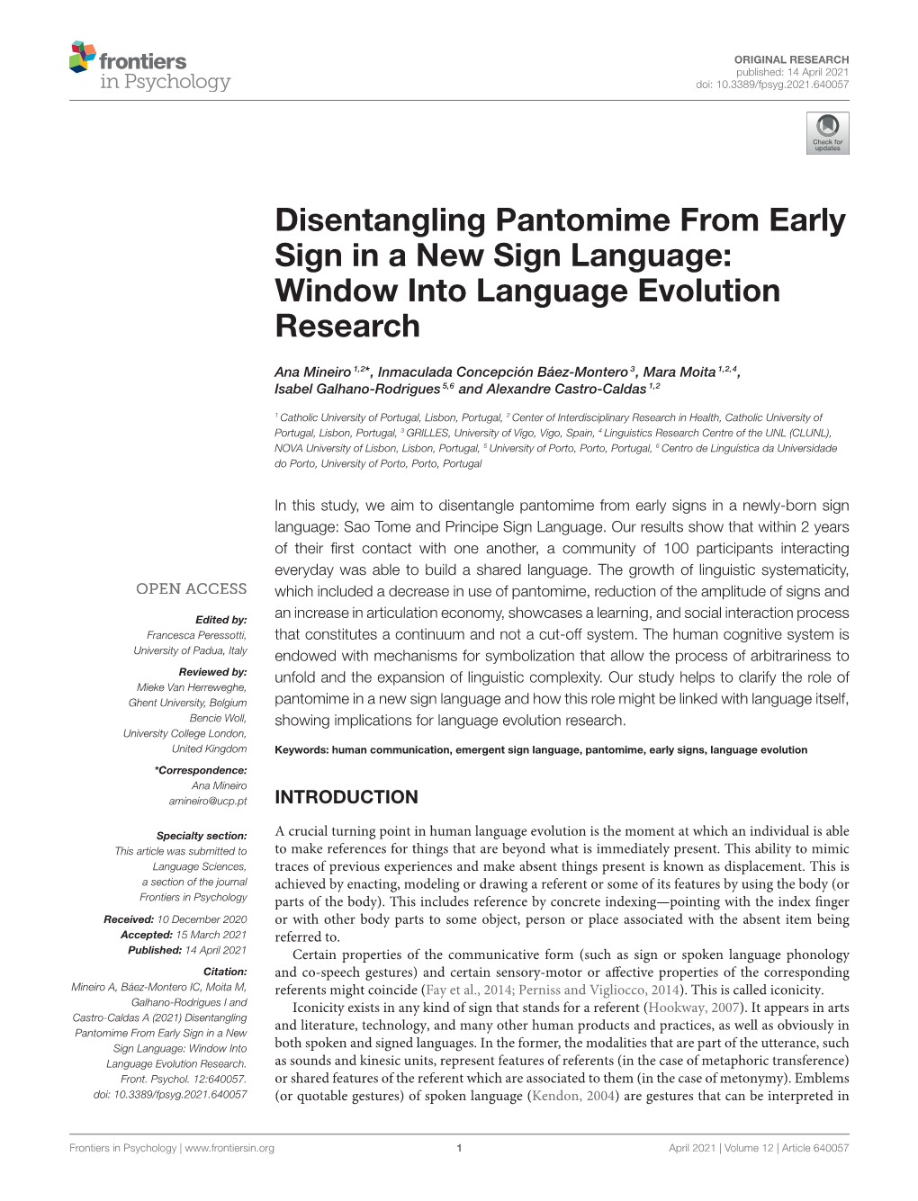 Disentangling Pantomime from Early Sign in a New Sign Language: Window Into Language Evolution Research