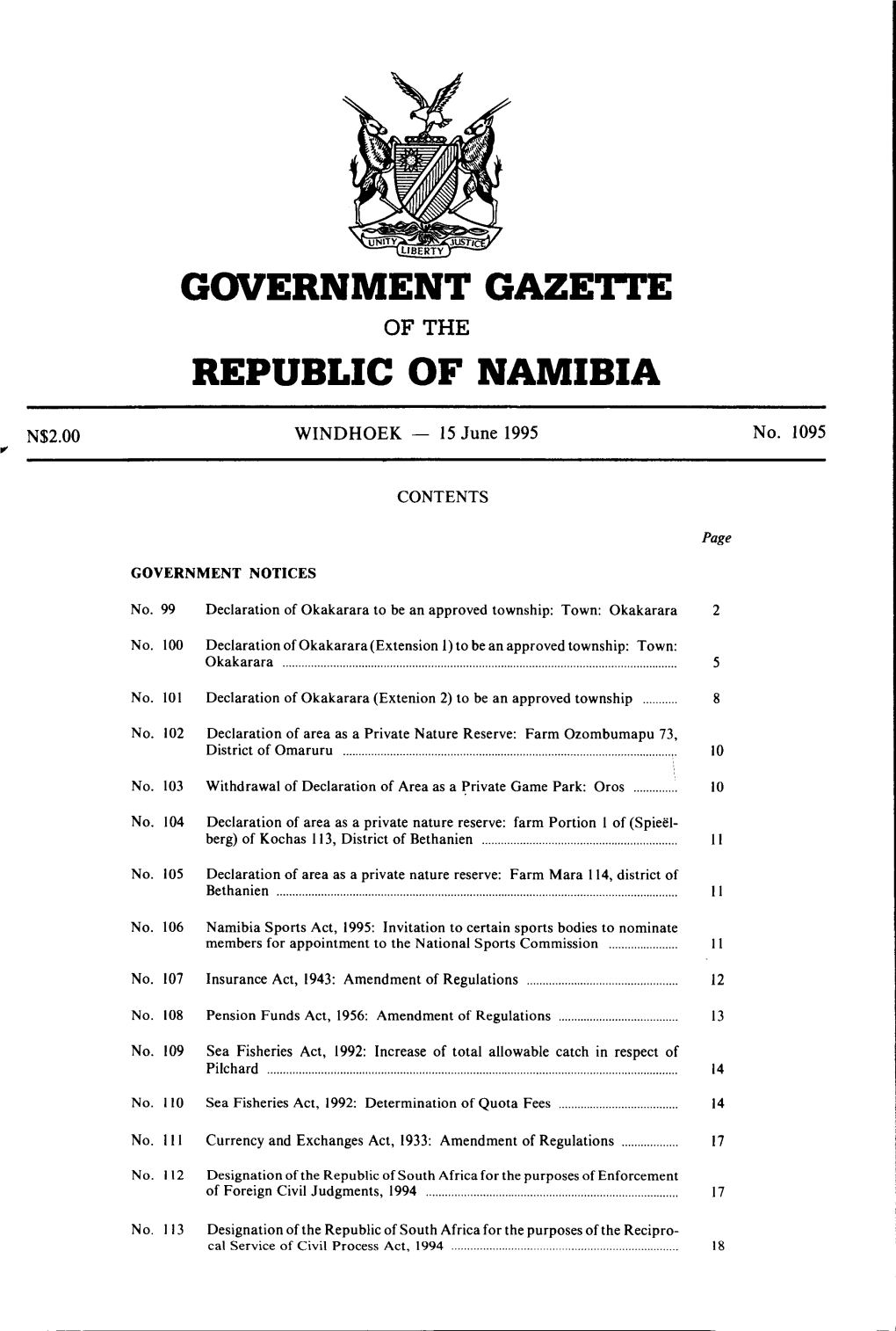 Government Gaze'i.I'e Republic of Namibia