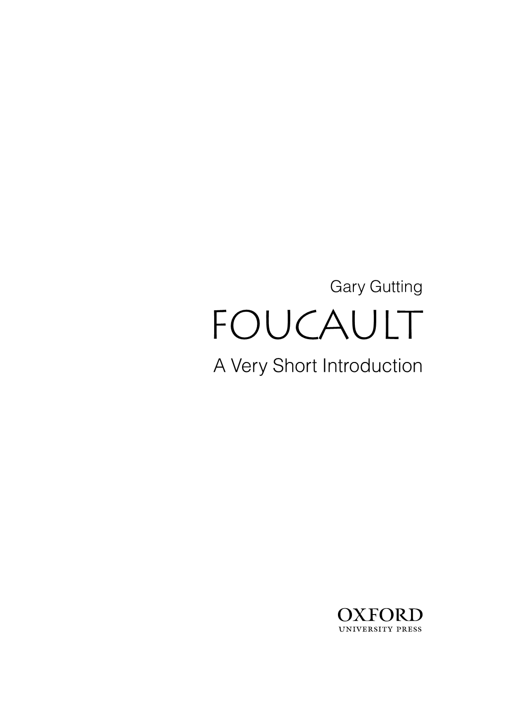 FOUCAULT a Very Short Introduction