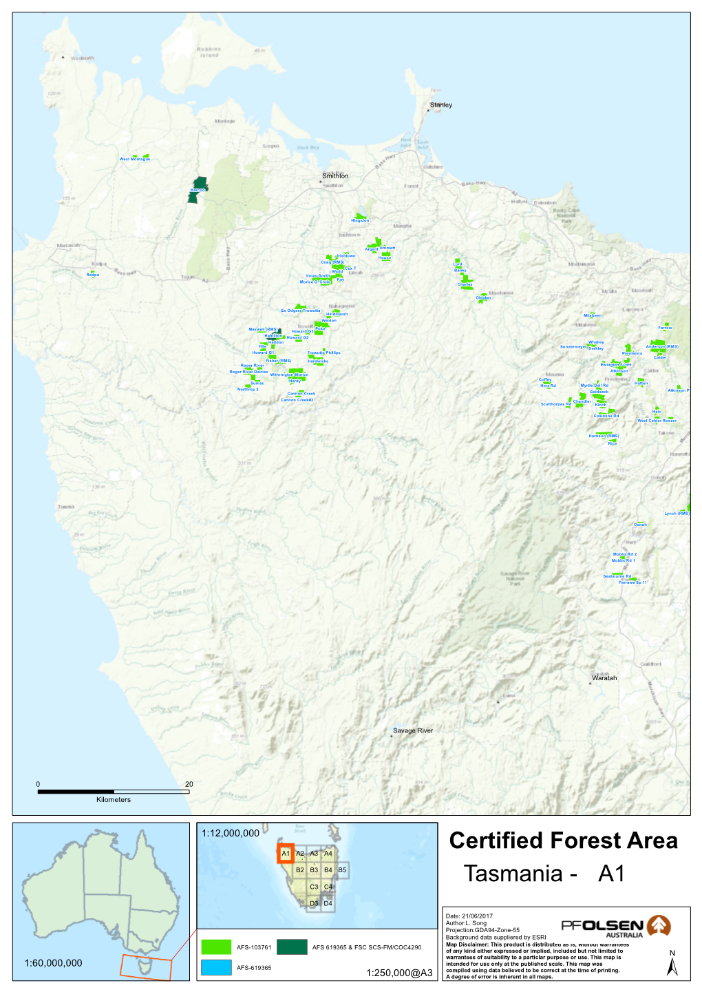 Certified Forest Area Tasmania