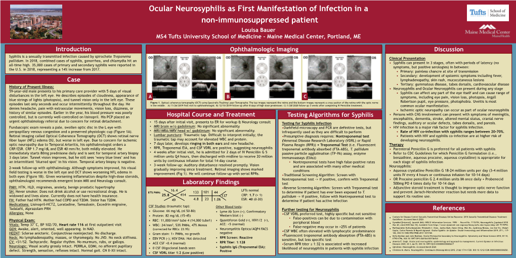 Ocular Neurosyphilis As First Manifestation of Infection in a Non