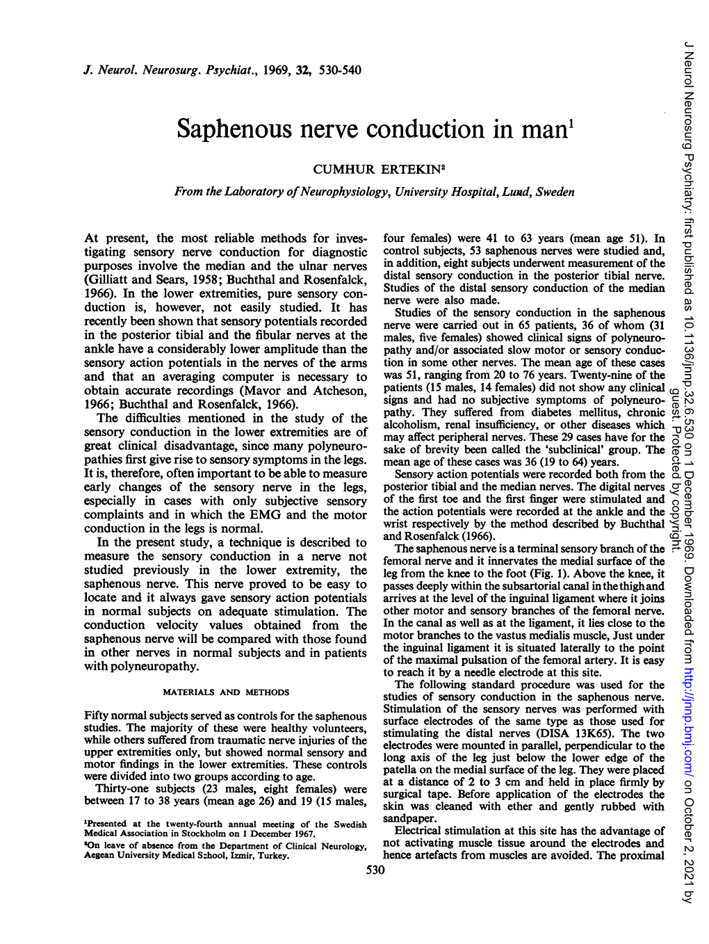 Saphenous Nerve Conduction in Man1
