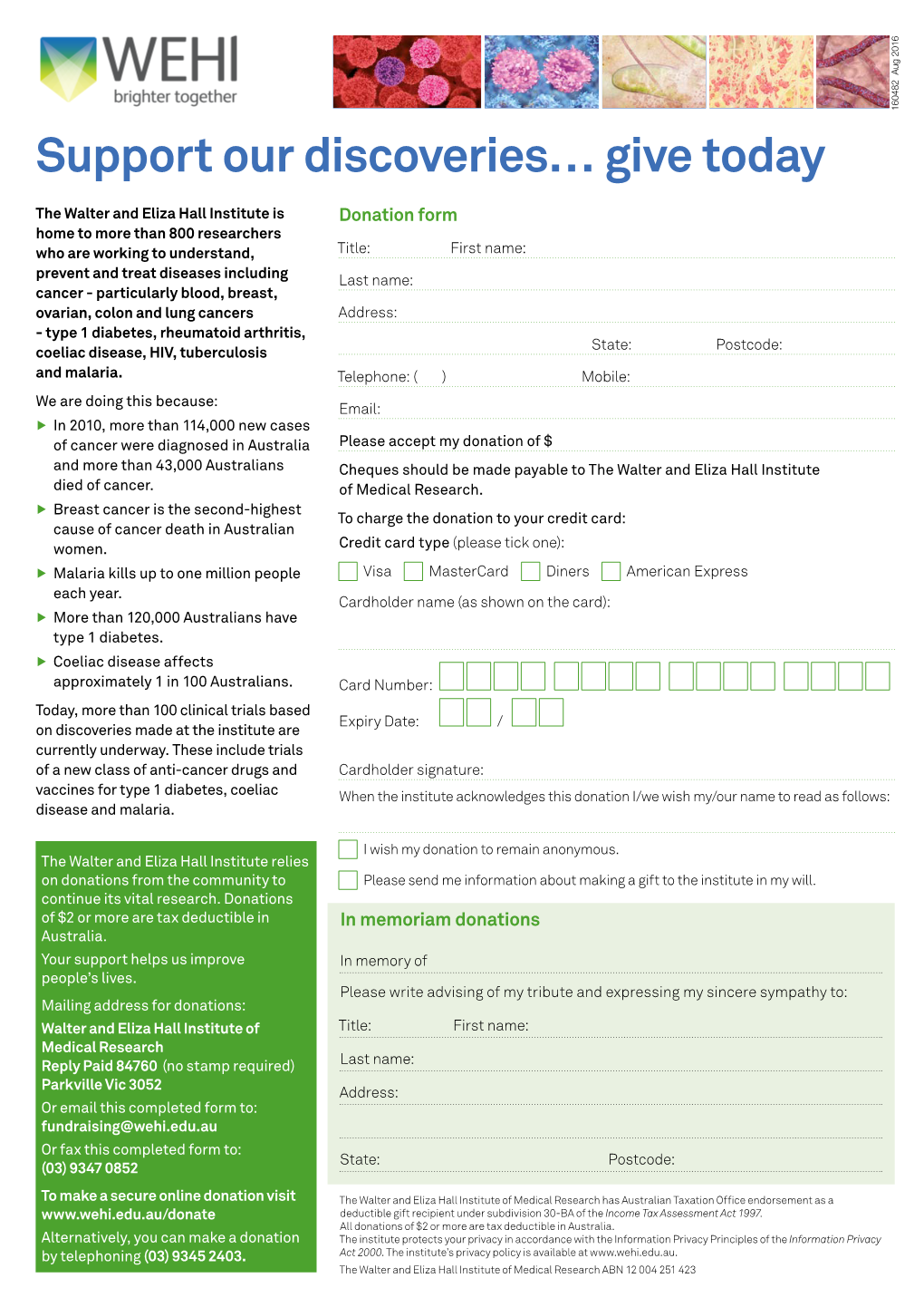WEHI Donation Form 2011 110398