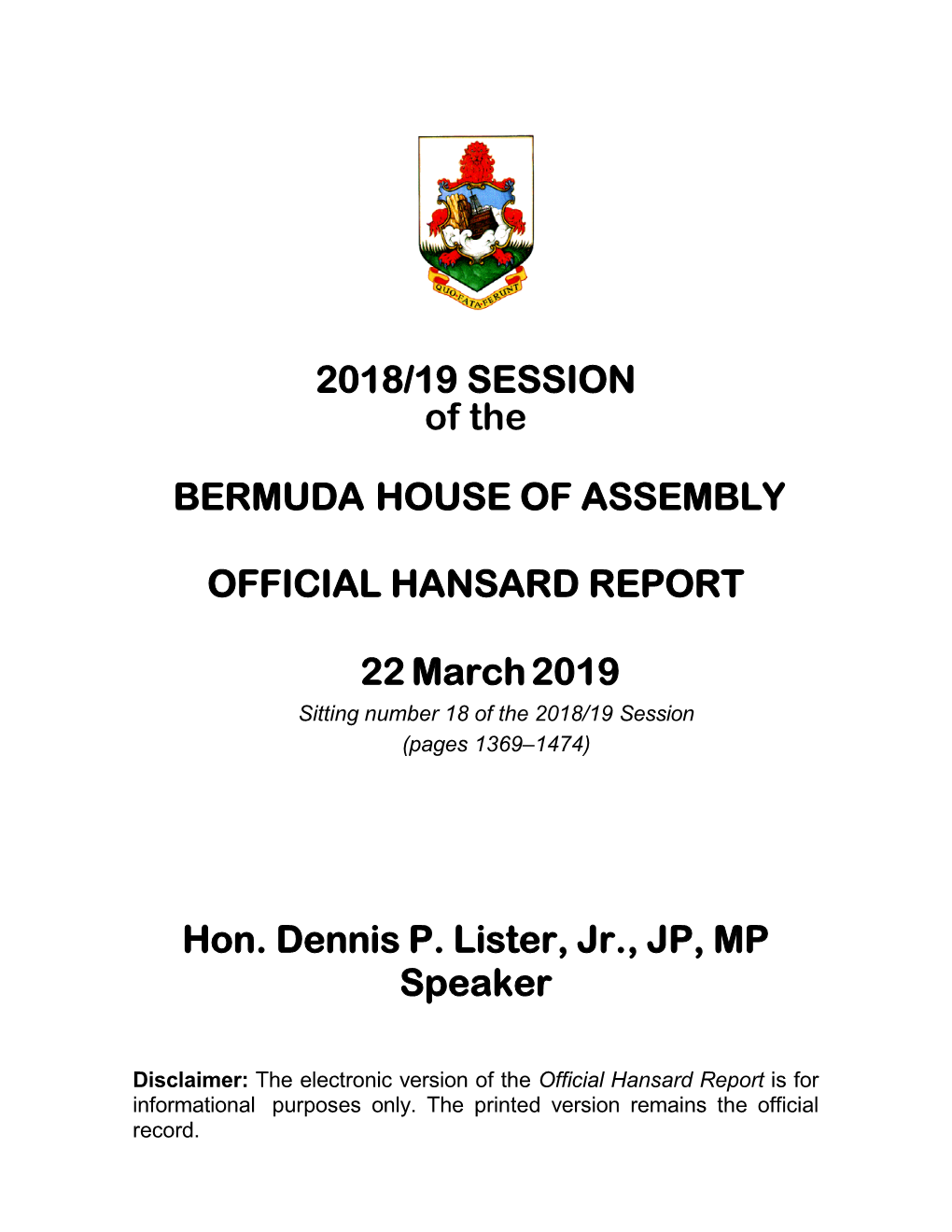 Official Hansard Report