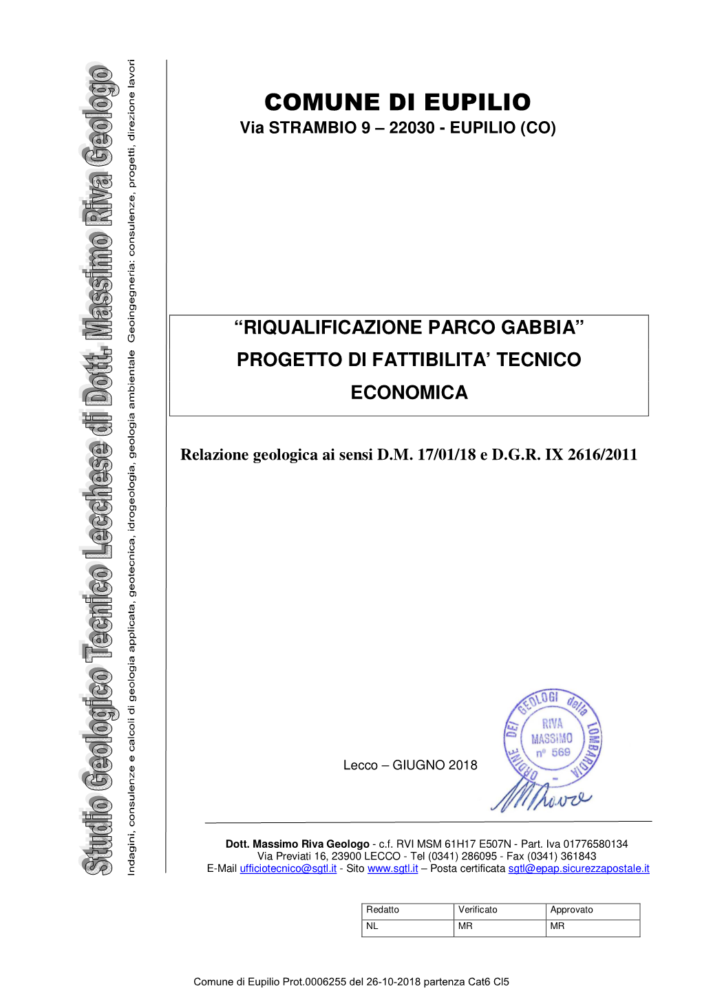 Riqualificazione Parco Gabbia” Progetto Di Fattibilita’ Tecnico Economica