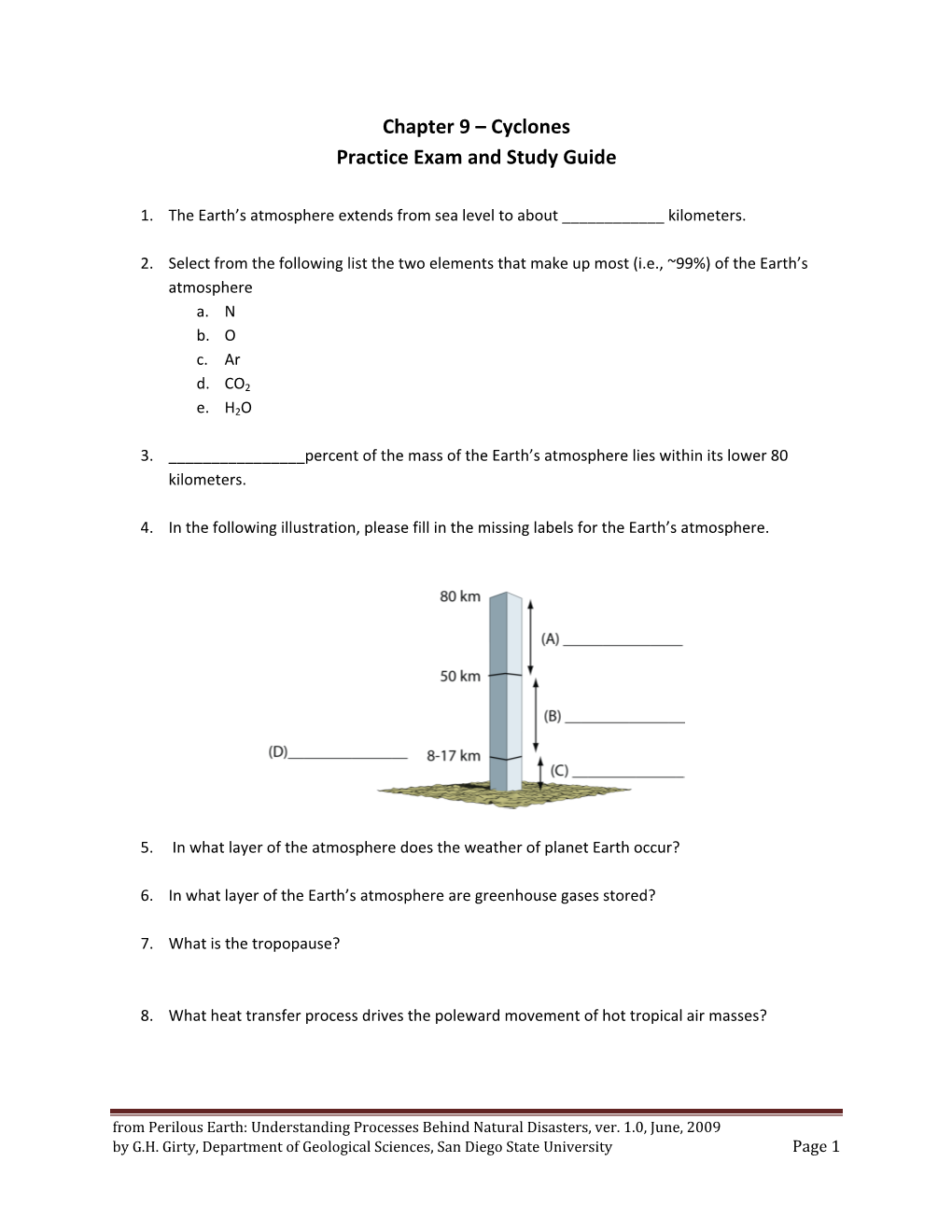 Chapter 9 – Cyclones Practice Exam and Study Guide