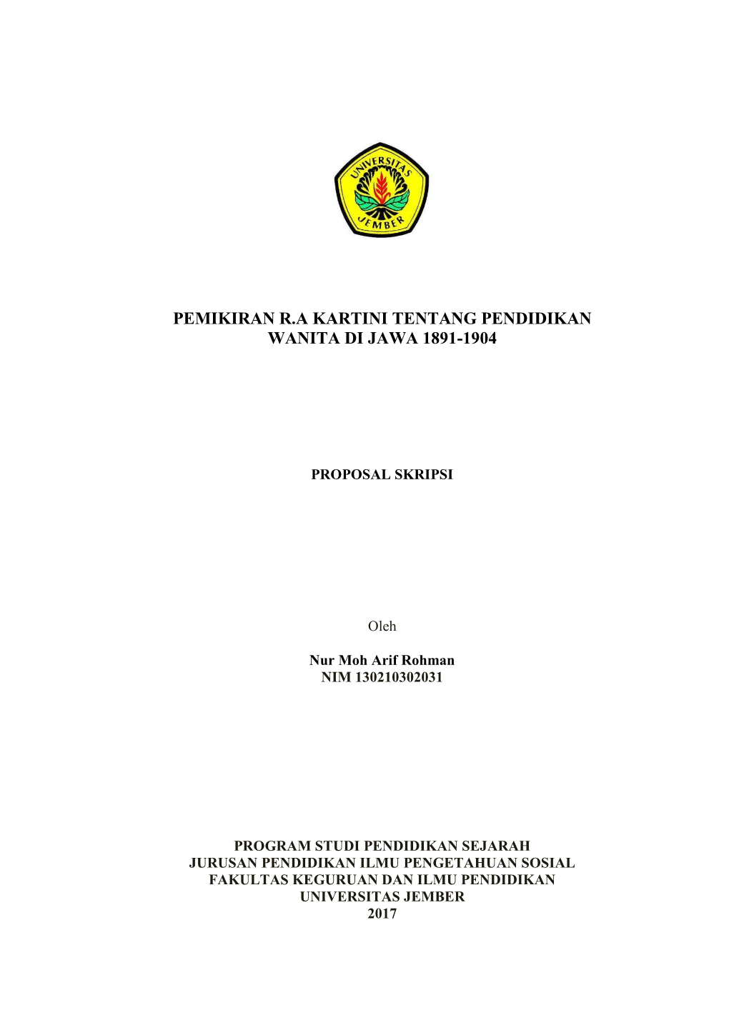 Pemikiran R.A Kartini Tentang Pendidikan Wanita Di Jawa 1891-1904