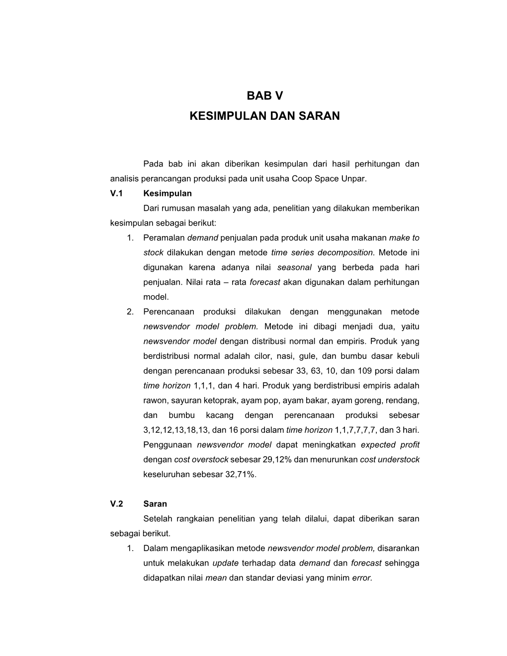 Bab V Kesimpulan Dan Saran