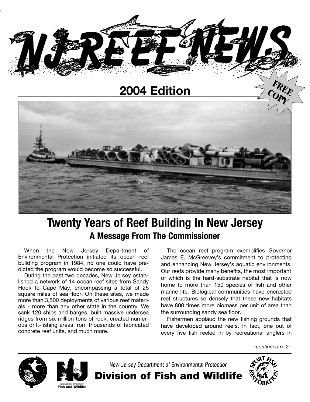 2004 Edition Twenty Years of Reef Building in New Jersey