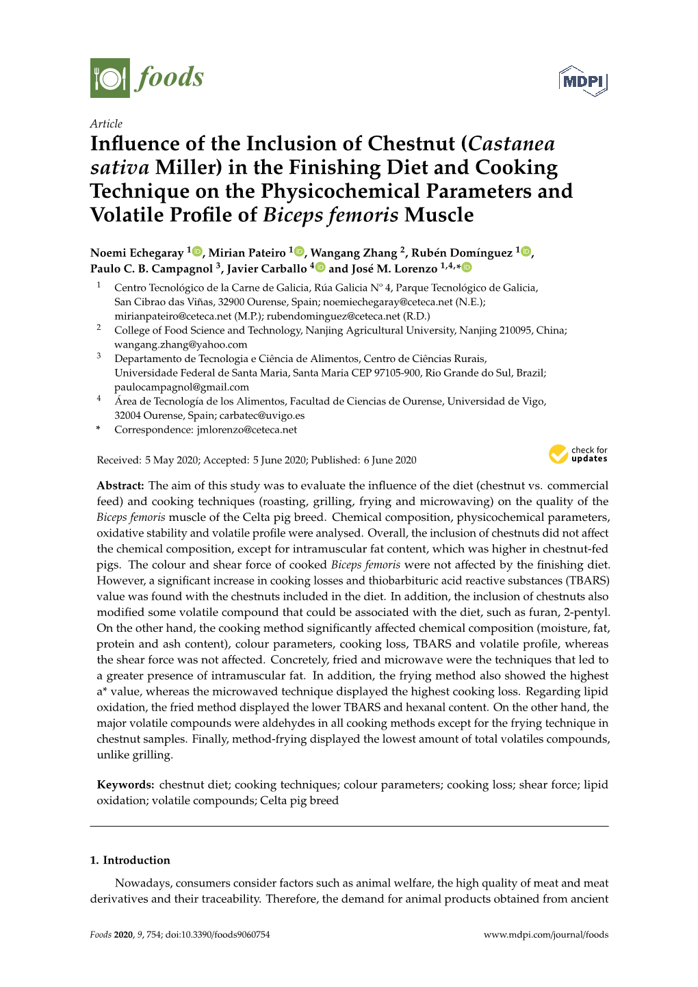 Influence of the Inclusion of Chestnut (Castanea Sativa Miller) in The