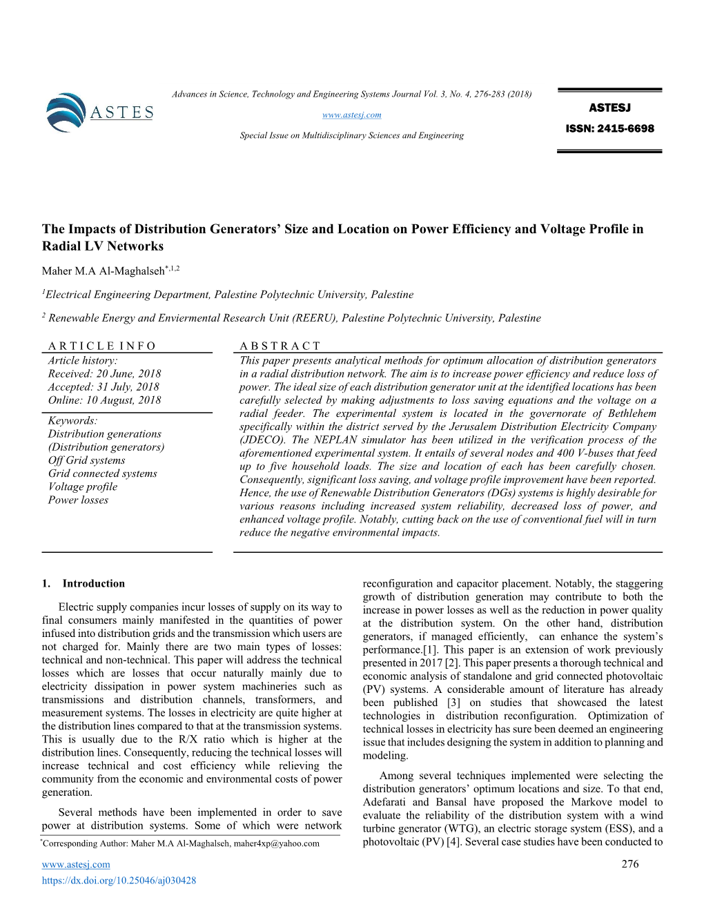 The Impacts of Distribution Generators' Size and Location on Power