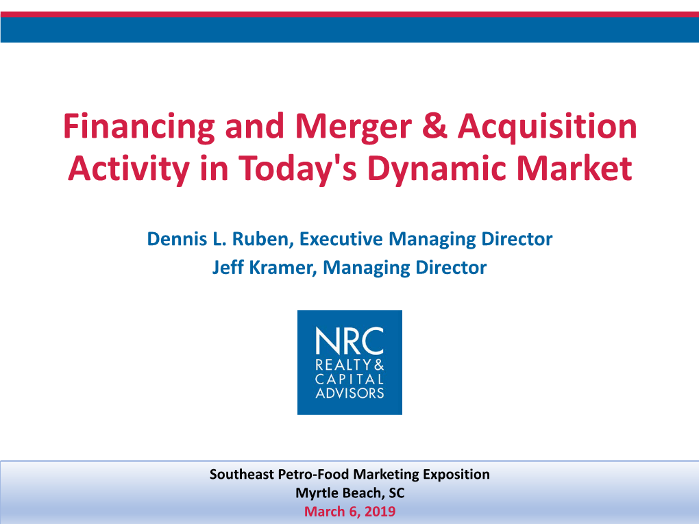 Financing and Merger & Acquisition Activity in Today's Dynamic Market