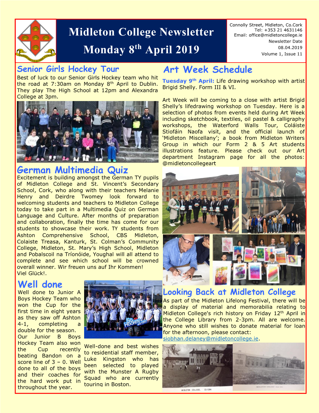 Midleton College Newsletter Monday 8 April 2019