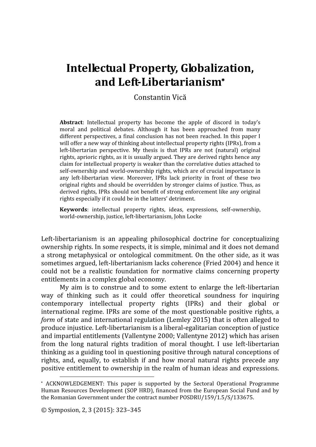 Intellectual Property, Globalization, and Left-Libertarianism*