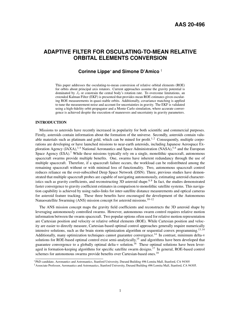 Adaptive Filter for Osculating-To-Mean Relative Orbital Elements Conversion