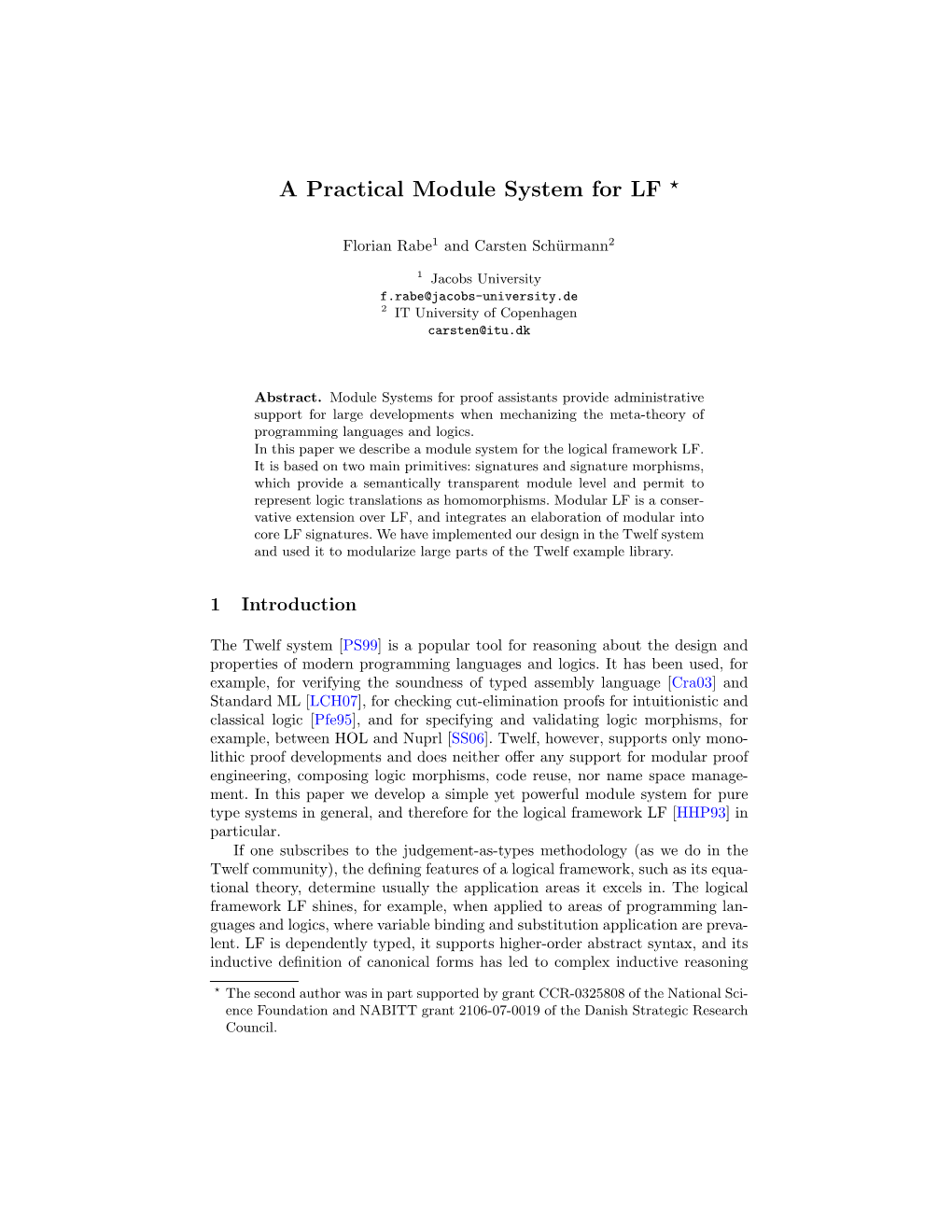 A Practical Module System for LF *