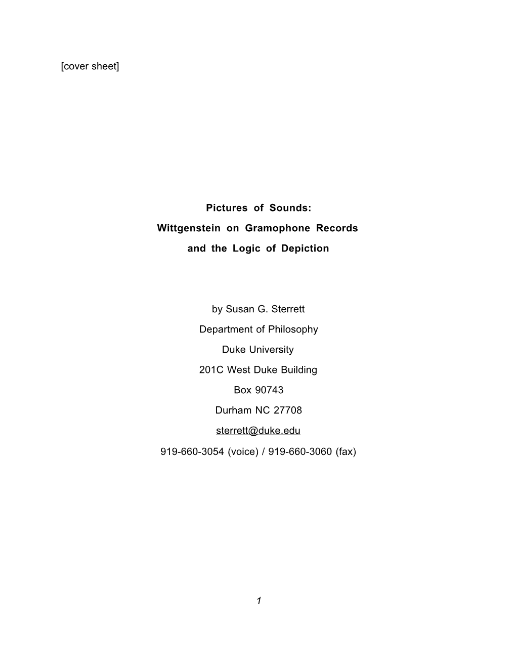 Pictures of Sounds: Wittgenstein on Gramophone Records and the Logic of Depiction