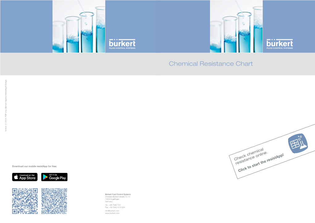 Chemical Resistance Chart Version 11/2018 | PDF Only | Bürkert Applied Marketing & Design Applied Marketing 11/2018 | PDF Only Bürkert Version