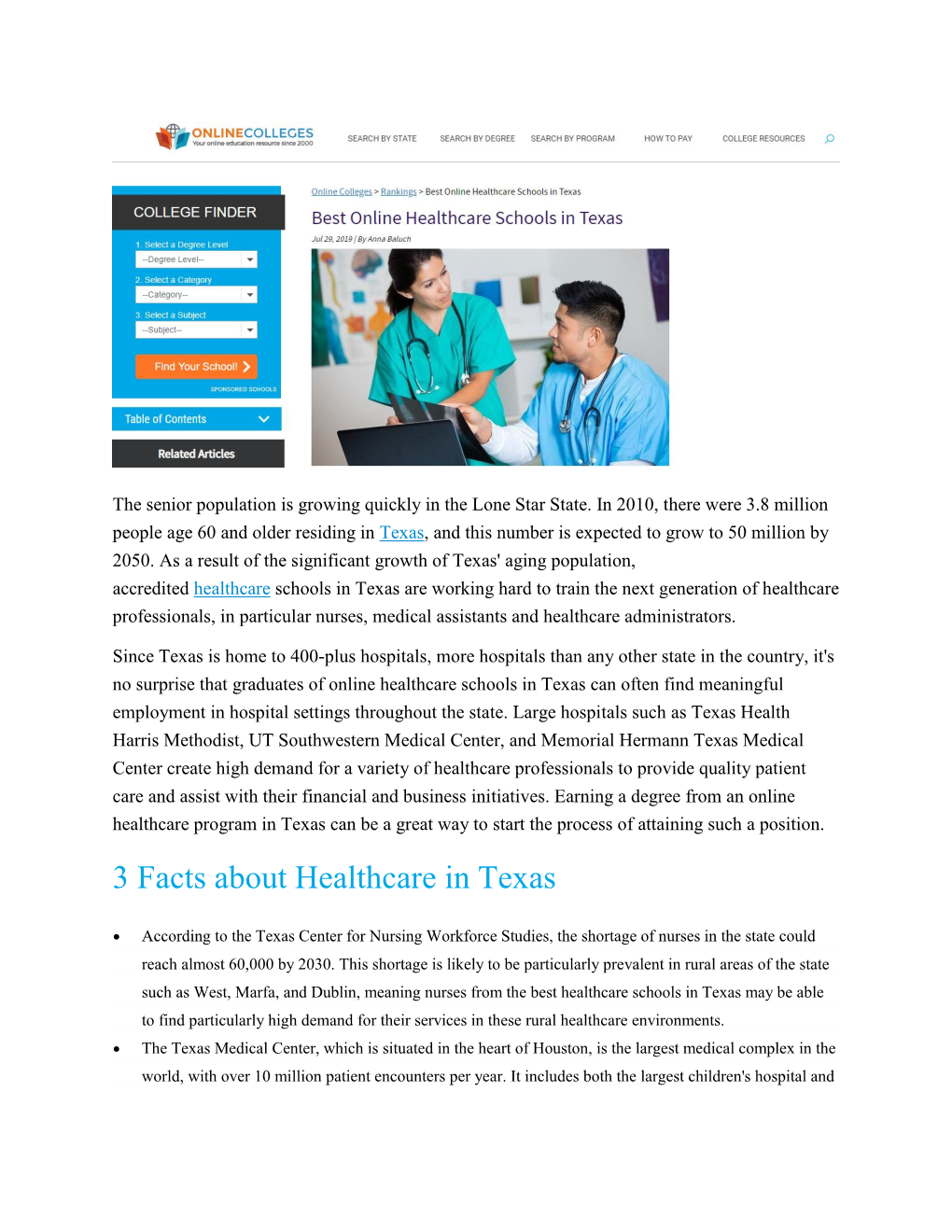 3 Facts About Healthcare in Texas