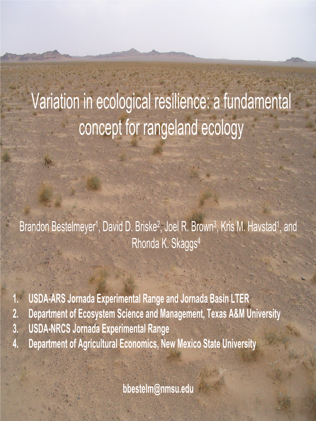 Variation in Ecological Resilience: a Fundamental Concept for Rangeland Ecology