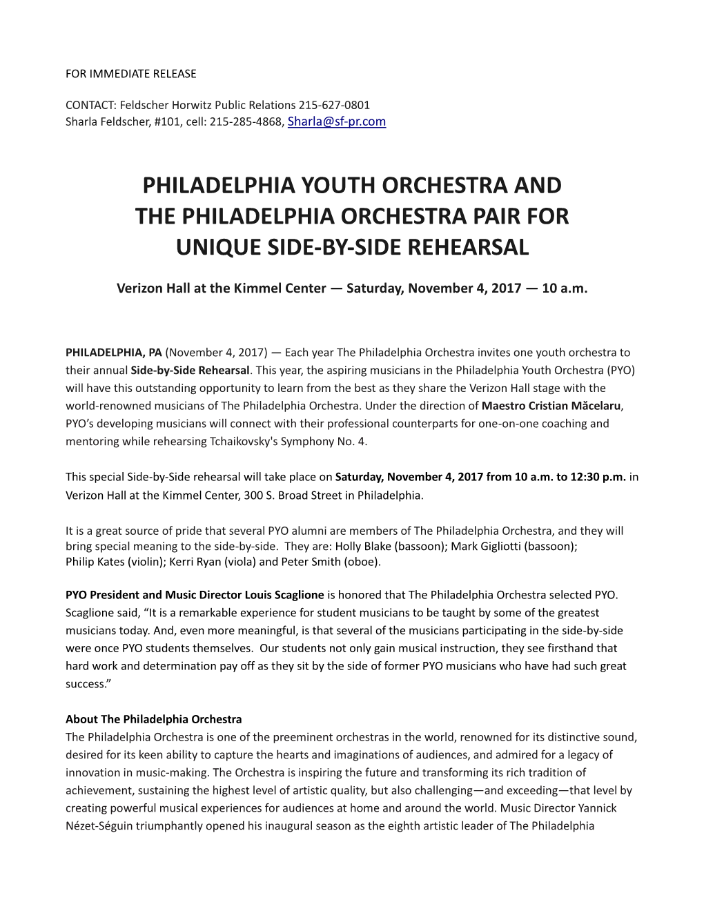 Philadelphia Youth Orchestra and the Philadelphia Orchestra Pair for Unique Side-By-Side Rehearsal