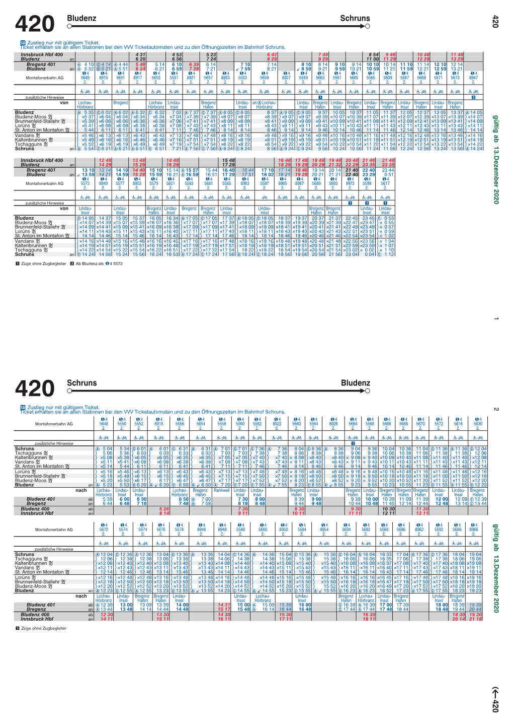 420 Bludenz Schruns 420 ¾ Zustieg Nur Mit Gültigem Ticket