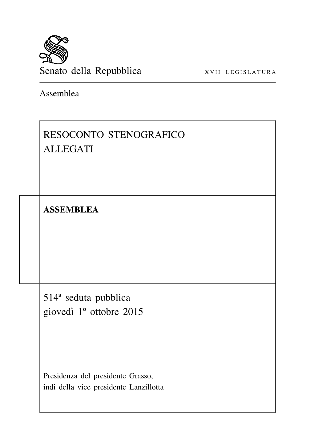 Senato Della Repubblica RESOCONTO STENOGRAFICO