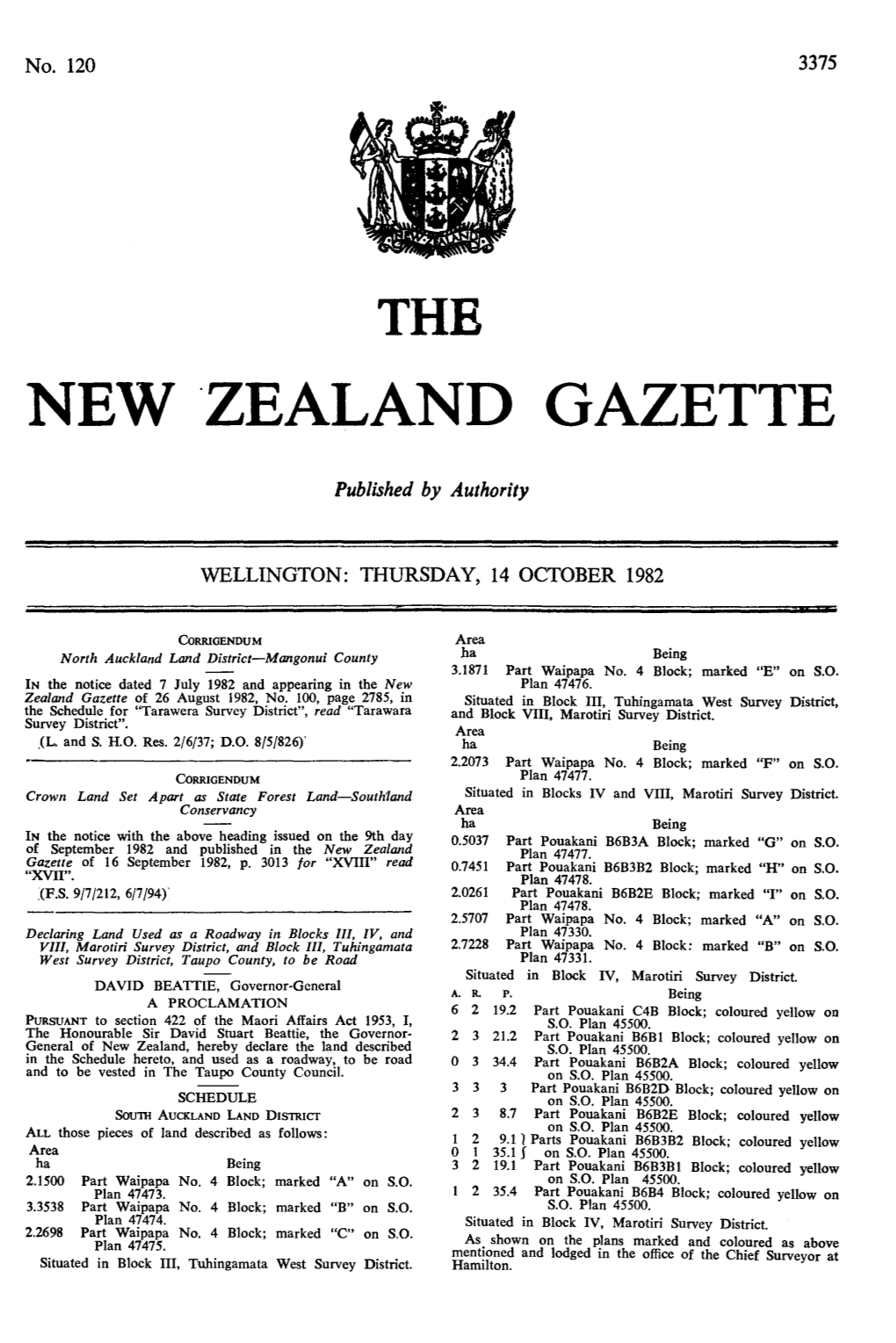 Zealand GAZETTE