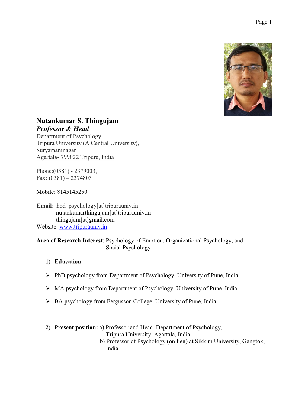 Nutankumar S. Thingujam Professor & Head