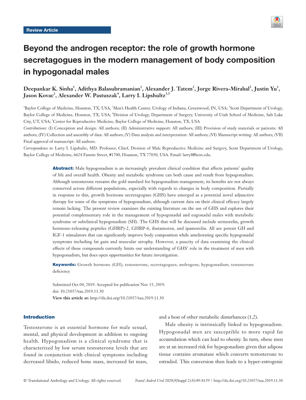 The Role of Growth Hormone Secretagogues in the Modern Management of Body Composition in Hypogonadal Males