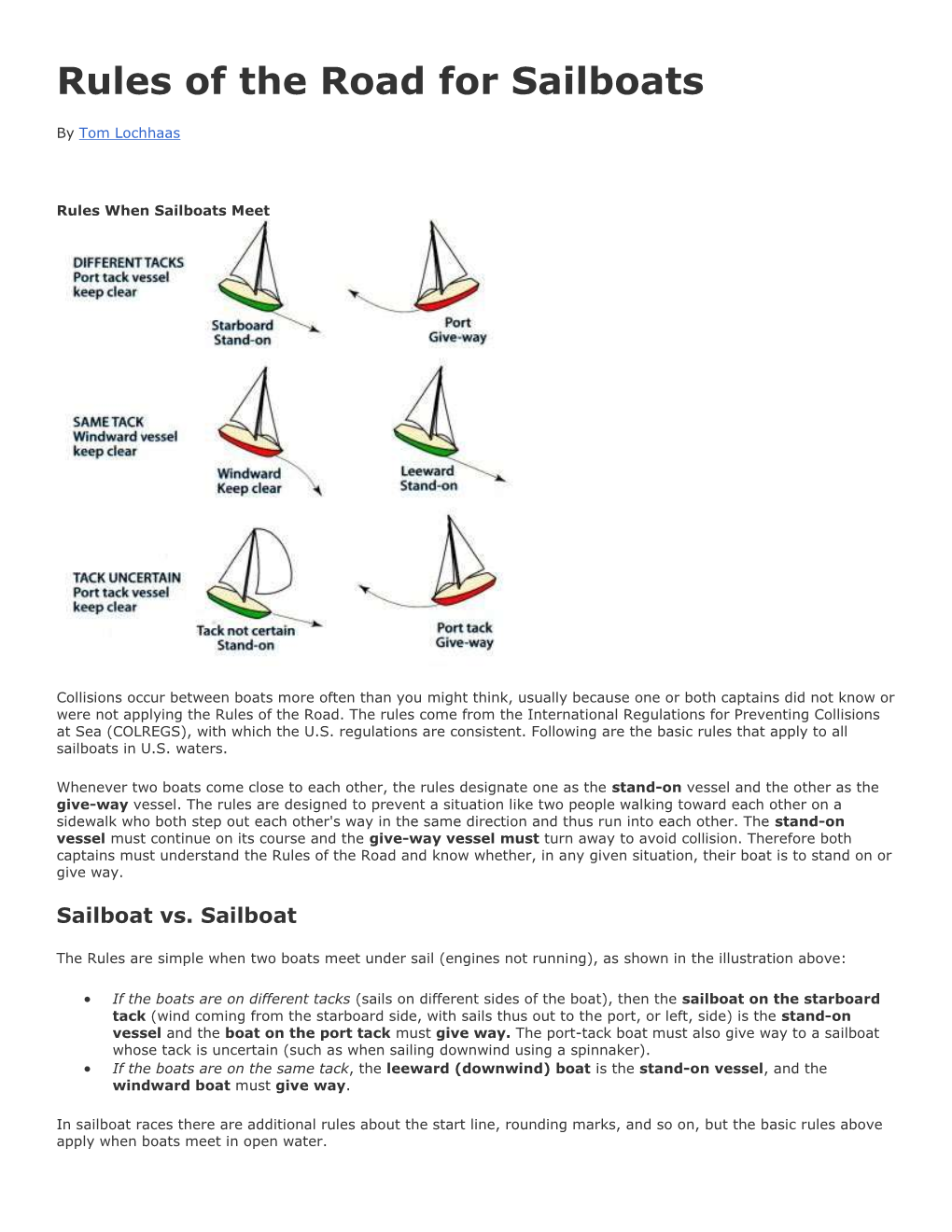 Rules of the Road for Sailboats